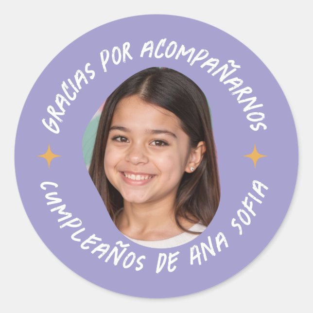 Gracias por acompañarnos cumpleaños con foto classic round sticker (Front)
