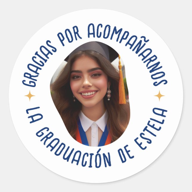 Gracias por acompañarnos graduación con foto classic round sticker (Front)