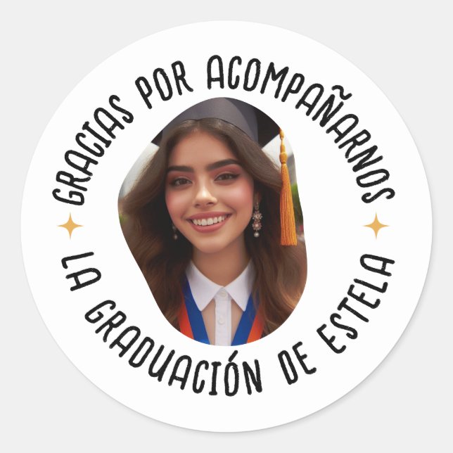 Gracias por acompañarnos graduación con foto classic round sticker (Front)