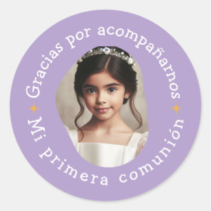 Gracias por acompañarnos mi primera comunión foto classic round sticker