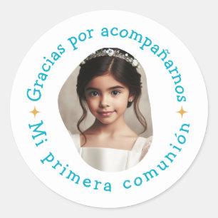 Gracias por acompañarnos mi primera comunión foto classic round sticker