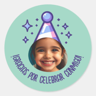 Gracias por Celebrar Conmigo Fiesta con Foto Classic Round Sticker