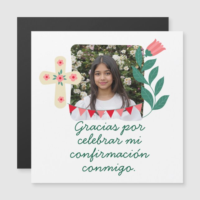 Gracias por Celebrar Mi Confirmación con Foto  Magnetic Invitation (Front/Back)