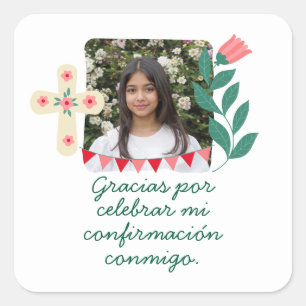 Gracias por Celebrar Mi Confirmación con Foto Square Sticker