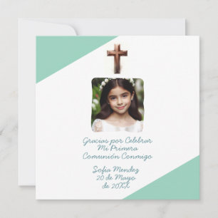 Gracias por Celebrar Mi Primera Comunión con Foto Holiday Card