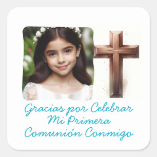 Gracias por Celebrar Mi Primera Comunión con Foto Square Sticker