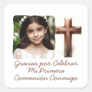 Gracias por Celebrar Mi Primera Comunión con Foto  Square Sticker