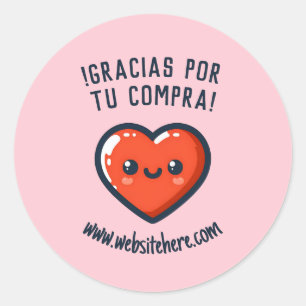 Gracias Por Tu Compra Corazón Kawaii Classic Round Sticker