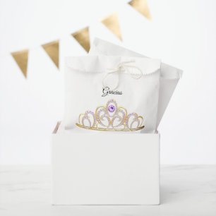 Gracias Quinceañera Gold Amethyst Tiara Favour Bag