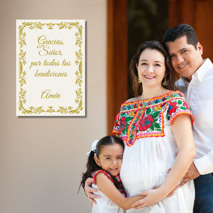 Gracias Señor Spanish Blessings Prayer Gold Poster