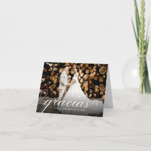 Gracias Simple Elegant Wedding Thank You Photo Card