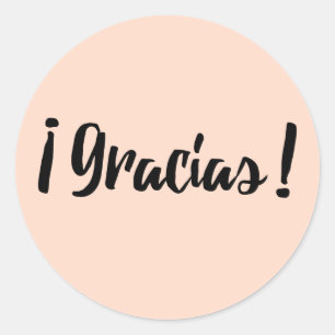 Gracias Spanish Retro Pink Black Script Thank You Classic Round Sticker