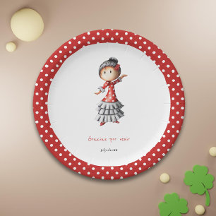 Gracias Spanish Theme Sevillana Dancer Paper Plate