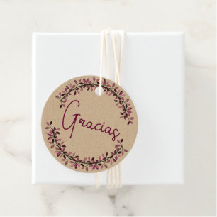 Gracias Typography Laurel Wreath Halves Thank You Favour Tags