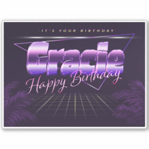 Gracie Name First name lila retro Sticker Birthday