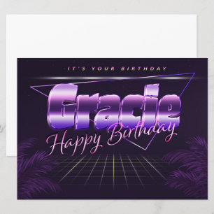 Gracie Name Vorname lila retro Karte Geburtstag Card
