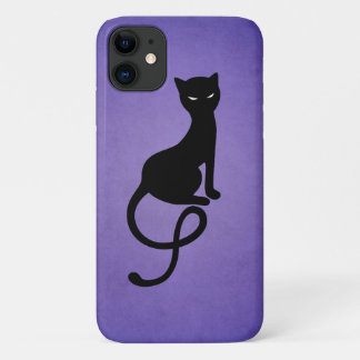 Gracious Evil Cat Silhouette - Black Kitty Purple iPhone 11 Case
