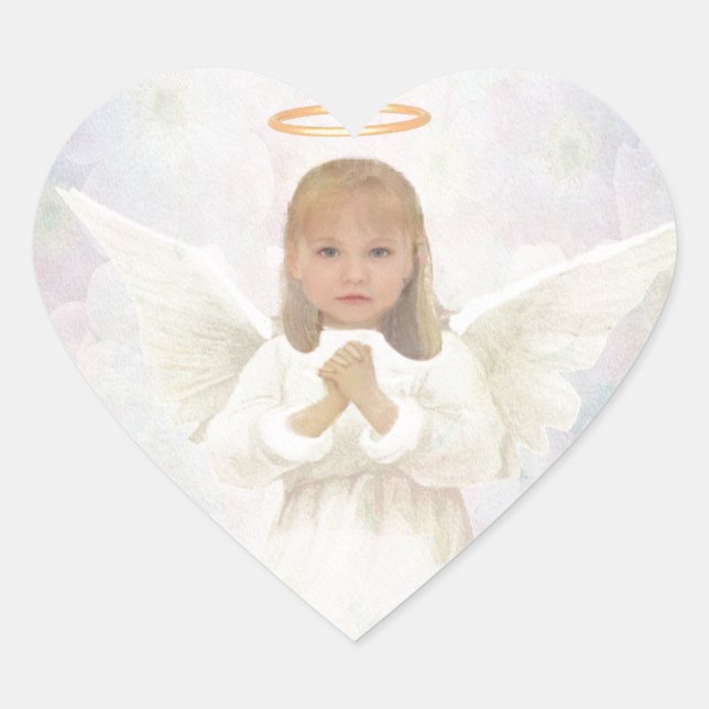 Gracious - Little Girl Angel Praying Heart Sticker (Front)