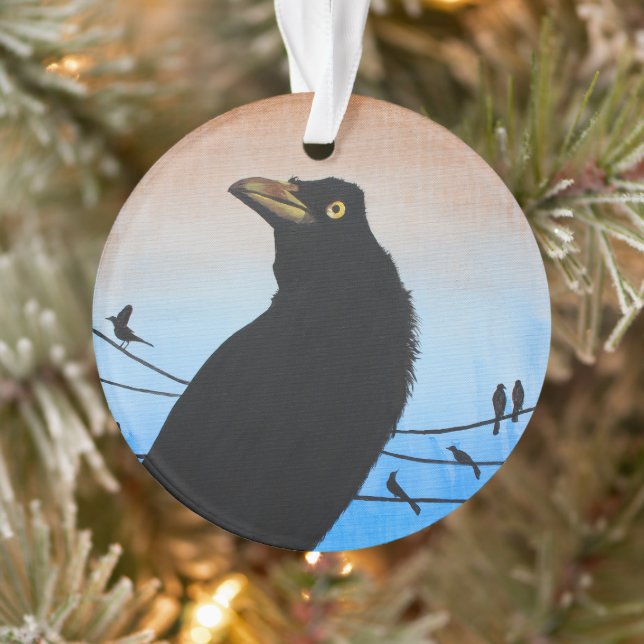 Grackle Austin Texas Bird Avian Wildlife Painting Ornament (Tree)