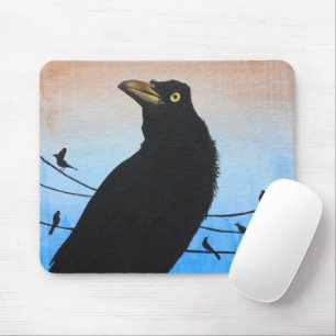 Grackle Austin Texas Bird Lover Wildlife Painting Mouse Mat