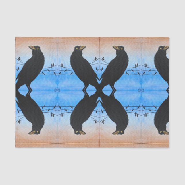 Grackle Austin Texas Bird Lover Wildlife Painting Tissue Paper (Front)