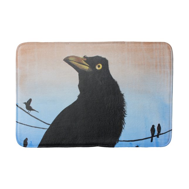 Grackle Austin Texas Bird Nature Wildlife Painting Bath Mat (Front)