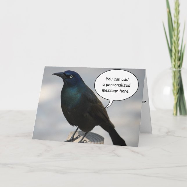 Grackle Bird Greeting Card (Front)