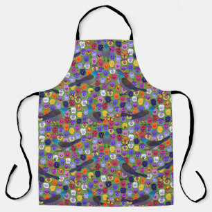grackles and pansies apron