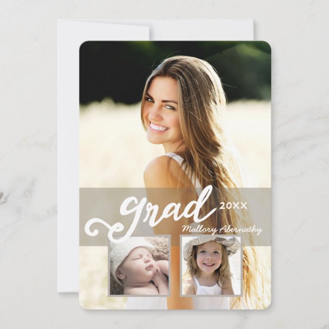 Grad2016 Modern Girl Photo Graduation Announcement (Front)