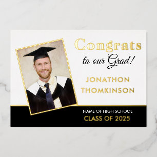 Grad 2022 Announcement Gold Foil Photo White Black
