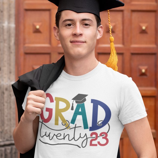 Grad 2023 bold colourful graduation T-Shirt (Creator Uploaded)