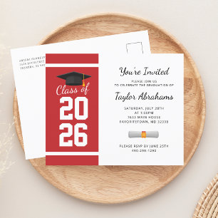Grad 2023 Red White Graduation Party Invitation