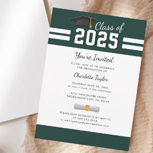 Grad 2023 Script Green Graduation Party Invitation