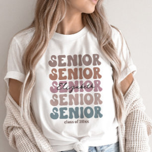 Grad 2023 Senior Class Trendy Stacked Custom Name T-Shirt