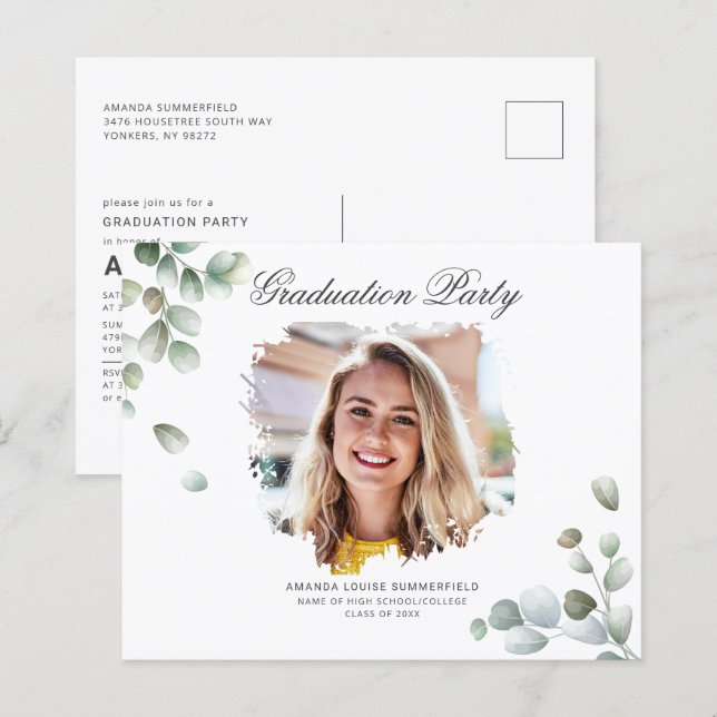 Grad 2024 Eucalyptus Graduation Party Invitation (Front/Back)