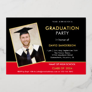 Grad 2024 Graduation Party Photo Red Black Gold
