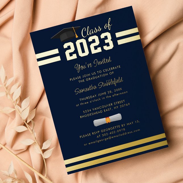 Grad 2024 Navy Blue Graduation Party Gold (Creator Uploaded)