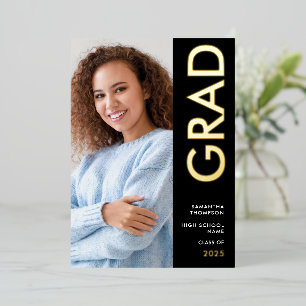 Grad 2024 Photo Black Gold Real Foil Announcement