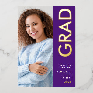 Grad 2024 Photo Purple Gold Real Foil Announcement