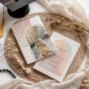 Grad '25 Photo Arch Wavy Typography Graduation Invitation