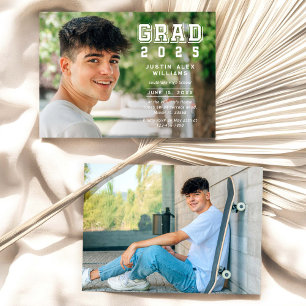 Grad 2 Photo Modern Graduation Invitation