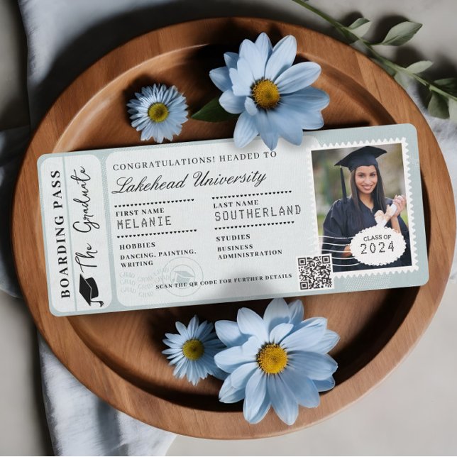 Grad Adventure Awaits Boarding Pass Plane Ticket Invitation (Grad Adventure Awaits Boarding Pass Plane Ticket Invitation)