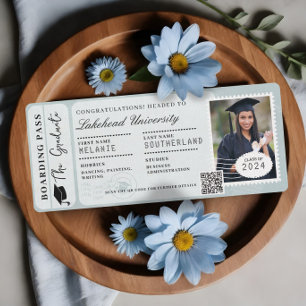 Grad Adventure Awaits Boarding Pass Plane Ticket Invitation