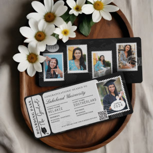 Grad Adventure Awaits Boarding Pass Plane Ticket Invitation