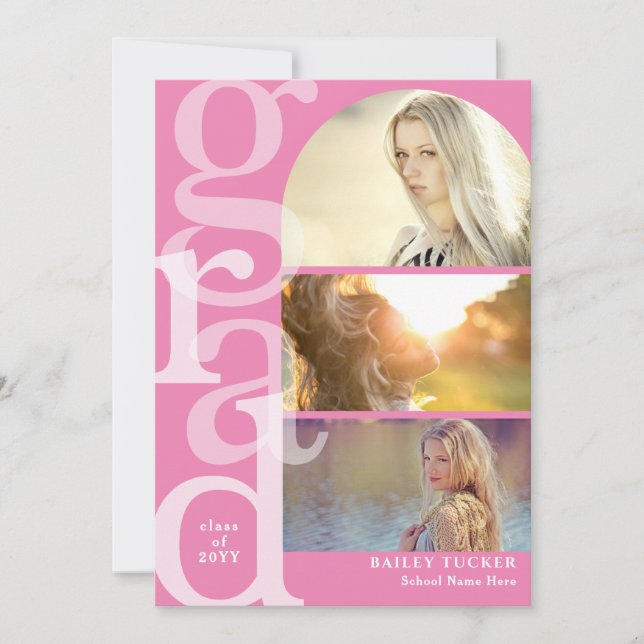 GRAD Arch 3-Photo Modern Graduation Invitation (Front)