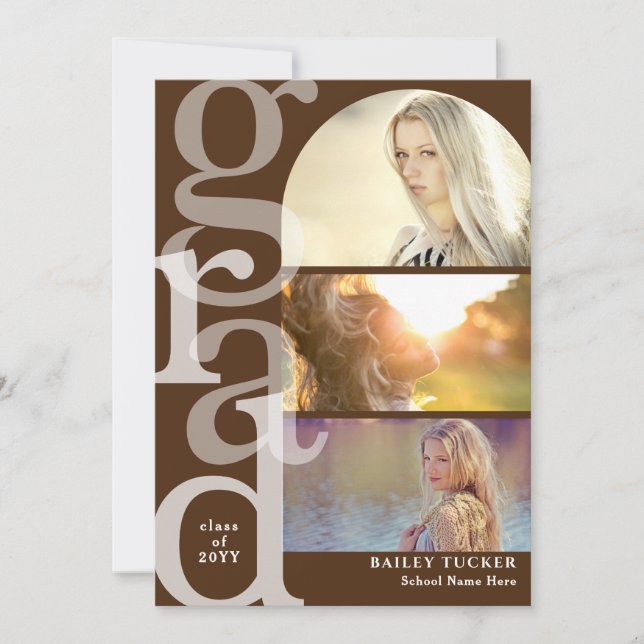 GRAD Arch Photo Brown Graduation Announcement (Front)