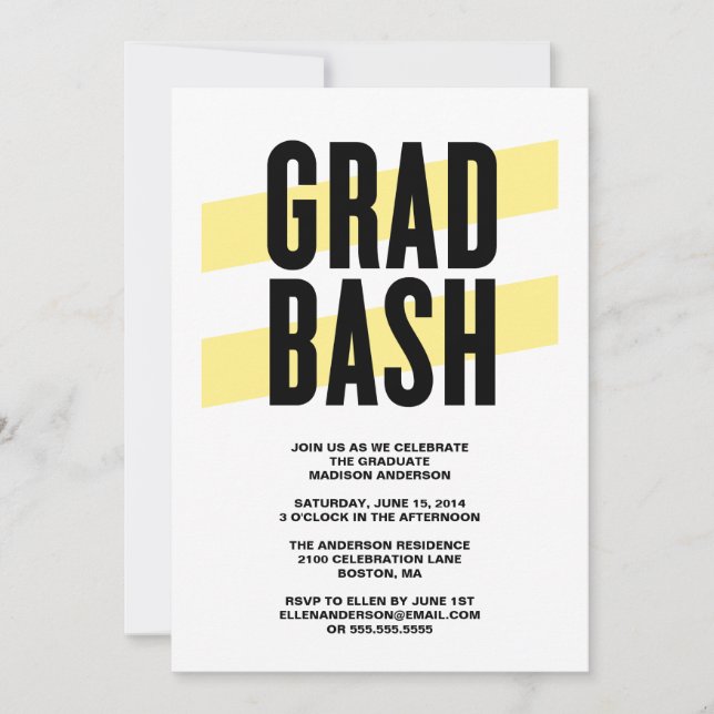 Grad Bash | Graduation Party Invitation (Front)