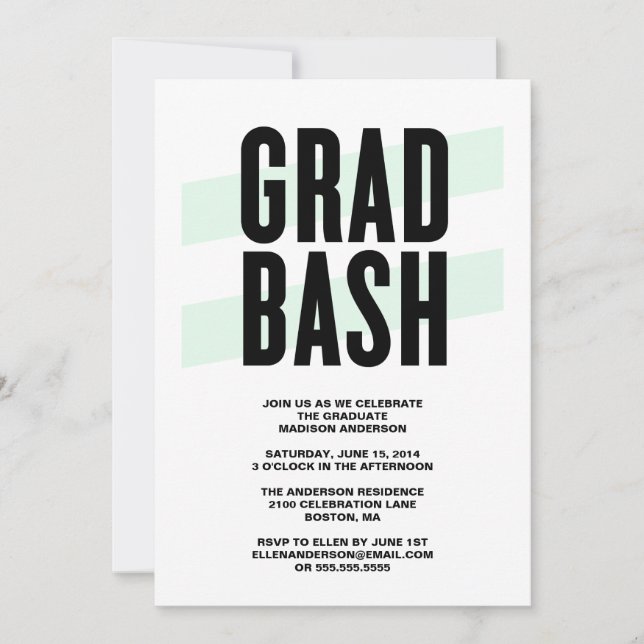 Grad Bash | Graduation Party Invitation (Front)