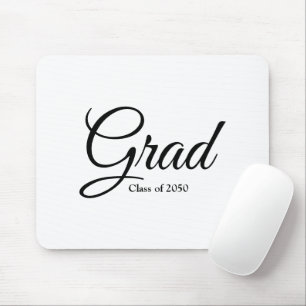 Grad black script class date elegant graduation mouse mat