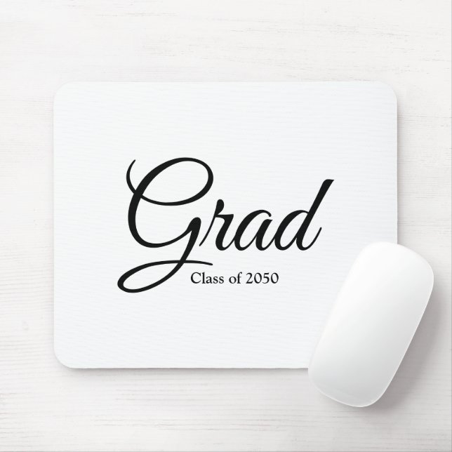 Grad black script class date elegant graduation mouse mat (With Mouse)